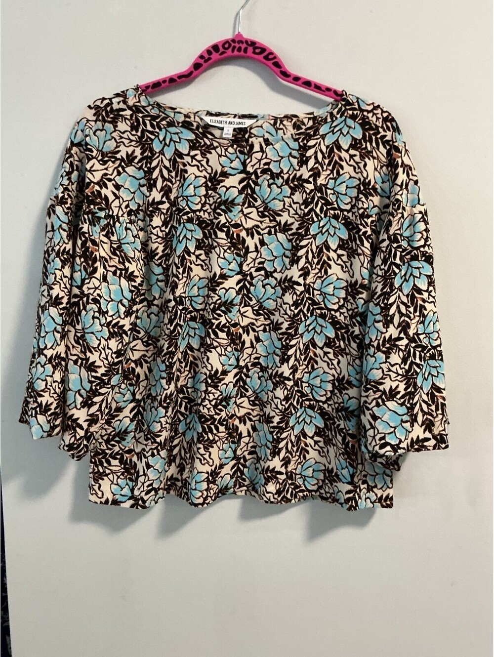 Elizabth & James Size Small Medium Blue Aqua Bell Sleeves Blouse #219